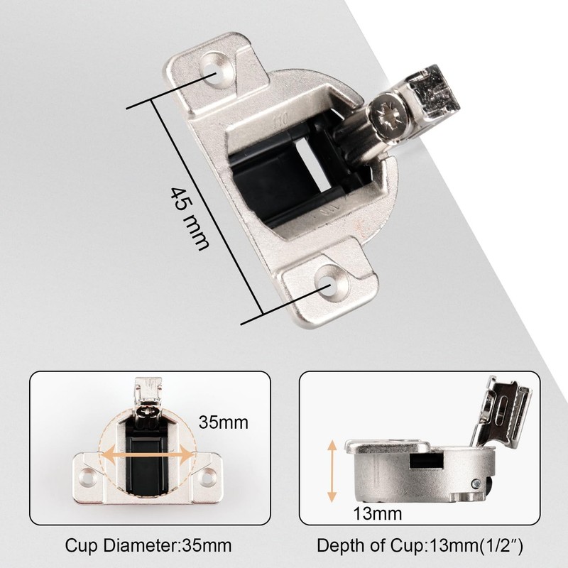 Blum 110 Degrees Screw on Self Closing Compact 33 Hinge Pack of 8 Plates Require gallery