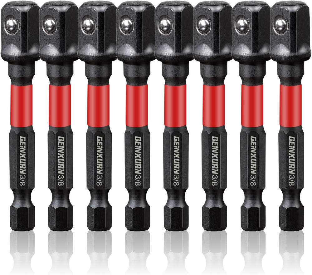 8Pcs Impact Socket Adapter Set, 3/8" Drive Square, 2.5Inches Extension Bit Socke