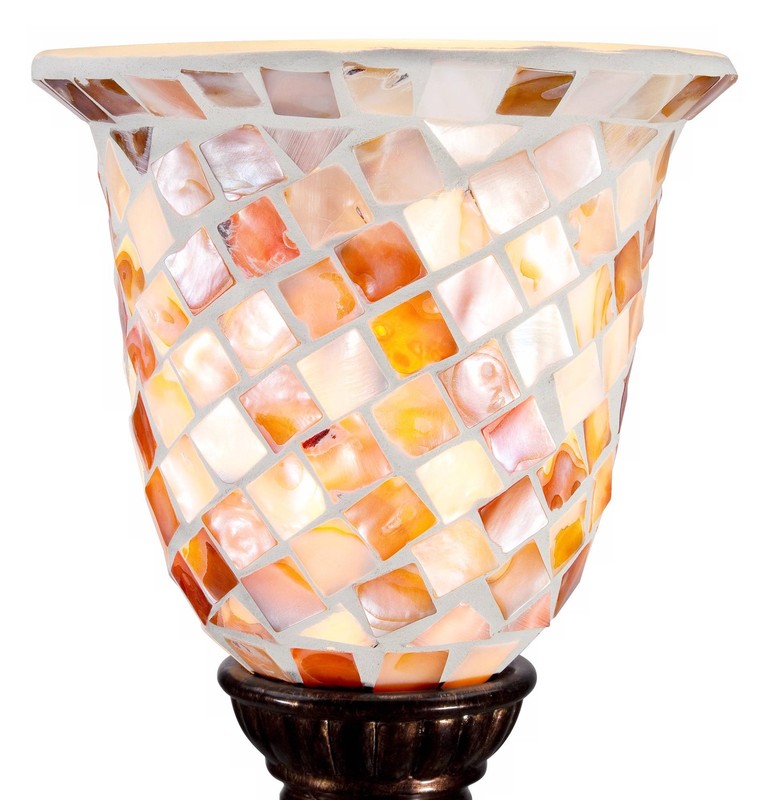 Traditional Uplight Accent Table Lamp 12" High Bronze Mosaic Ivory Glass Bedroom gallery
