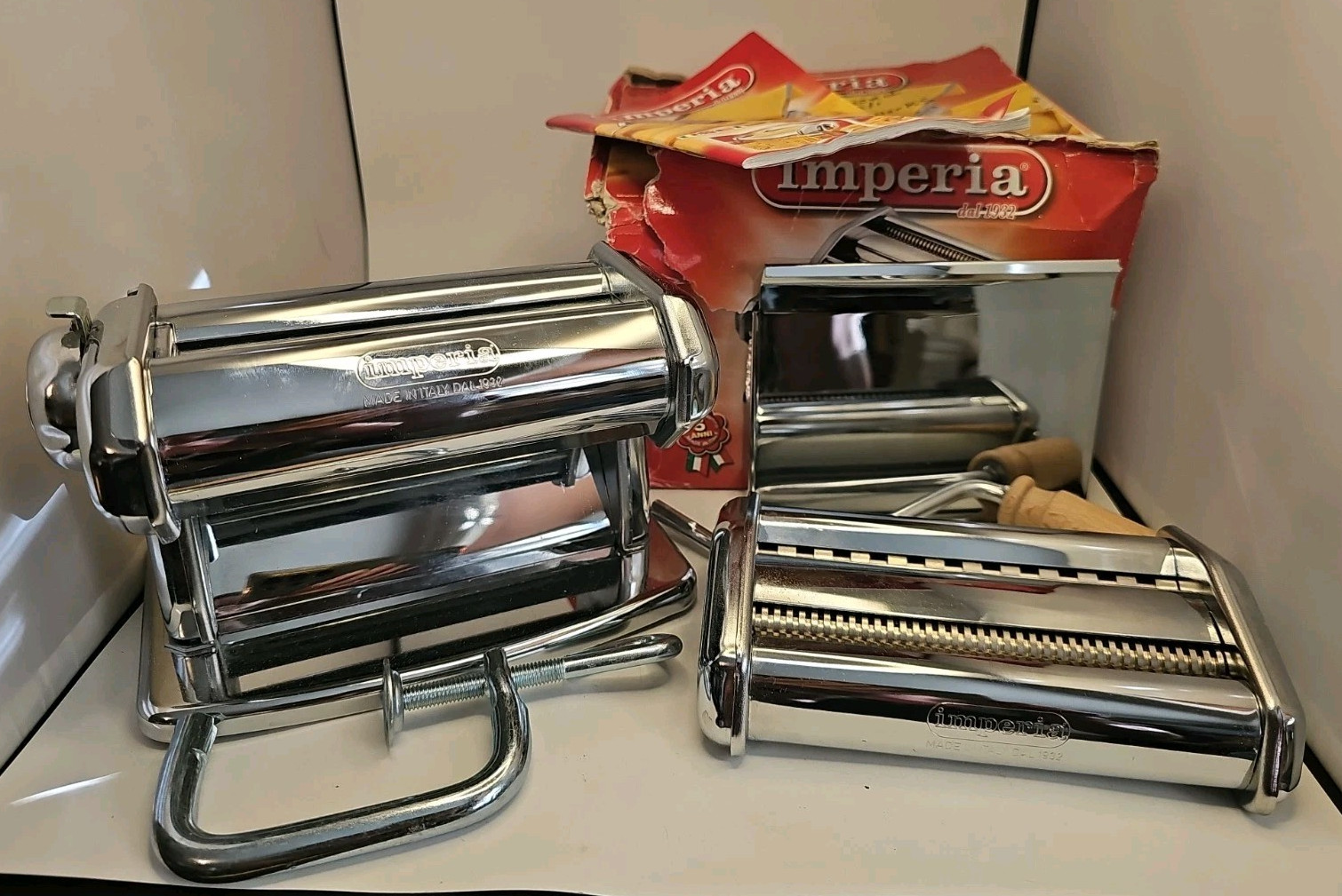 Imperia Pasta Maker Machine- 100% Made in Italy, Heavy Duty Steel - LIGHTLY USED gallery