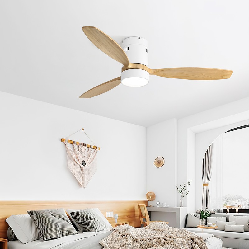 Sofucor Solid Wood Ceiling Fan with 18W LED and Remote Timer/Quiet DC 6 Speed US gallery