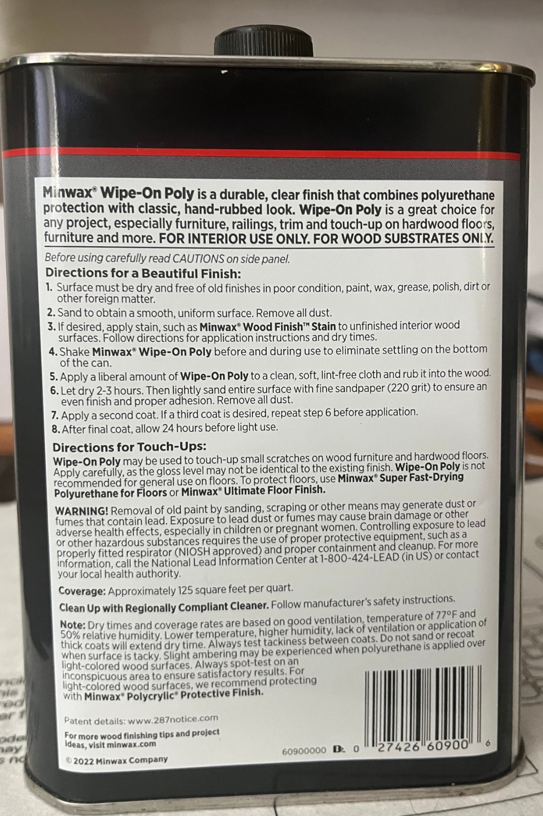 Minwax 32-Ounce (1 Quart) Oil-Based Polyurethane Wipe-On, Warm Gloss Finish gallery