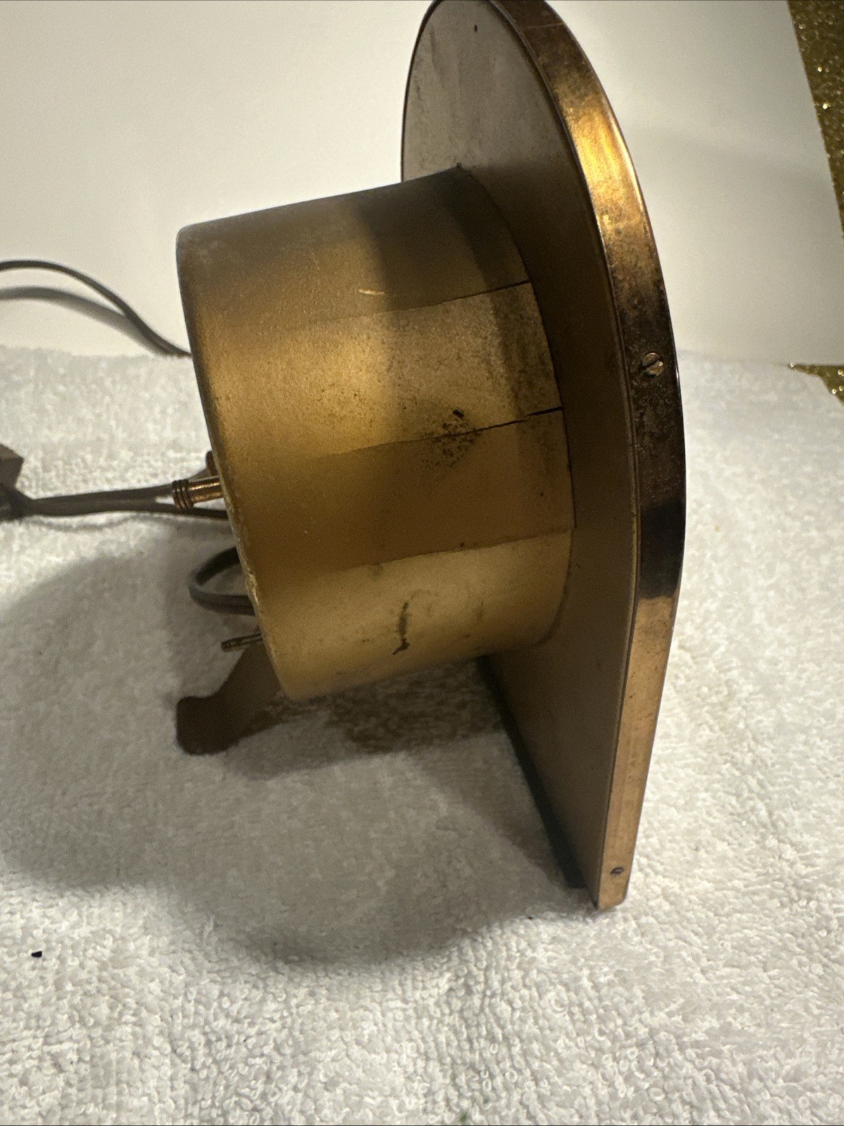 Vintage Telechron Electric Alarm Clock Working Art Deco Golden 1940s USA gallery