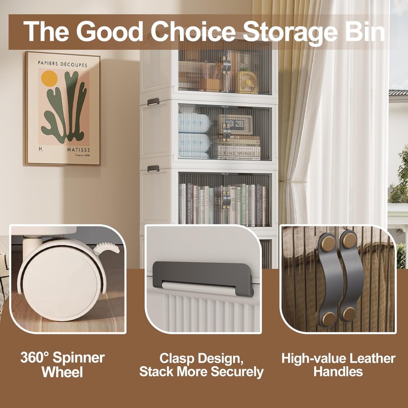 145Gal/580Qt Stackable Storage Bins Folding Collapsible Storage Bins with a L... gallery