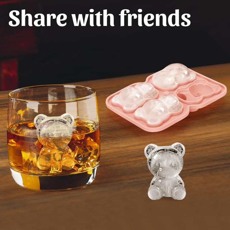 Silicone Ice Cube Tray,Bear 3D Large Ice Cube Molds for gallery