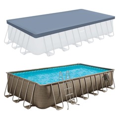 Funsicle 24’x12’x52″ Oasis Rectangular Swimming Pool Set with 24′ Cover, Brown