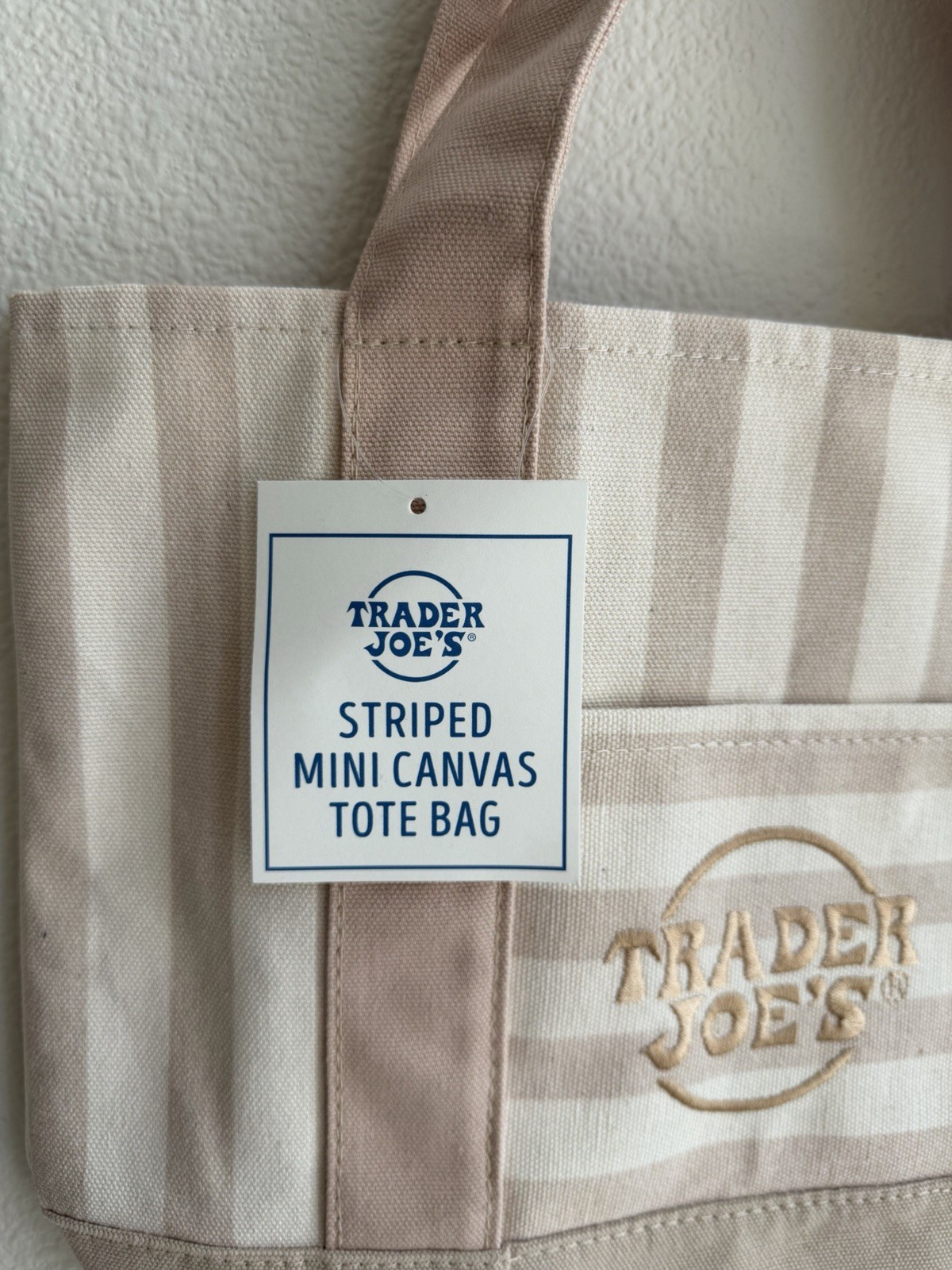 Trader Joe’s 2026 Striped Mini Pastel Canvas Tote Bags - Brown - READY TO SHIP gallery