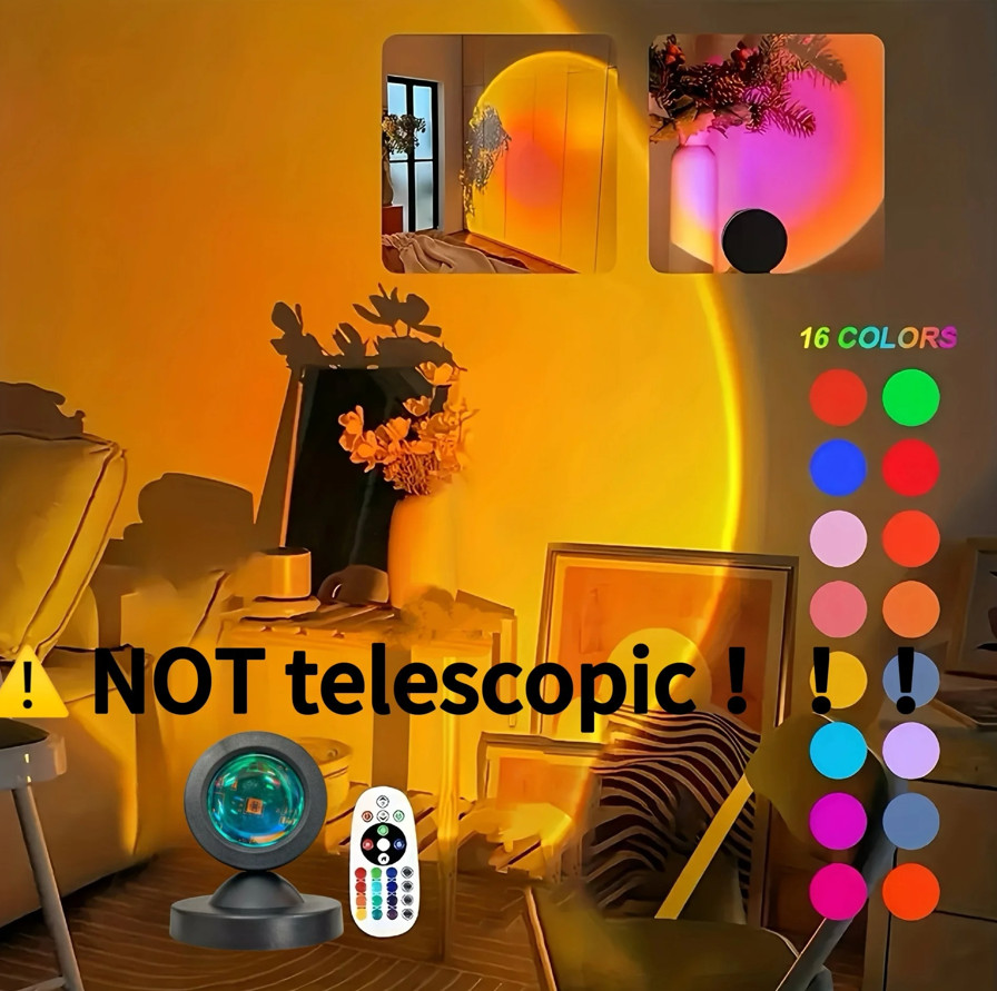 1pc 16 Color Sunset Projection Lamp USB Remote Dynamic LED Light - Dynamic Color gallery