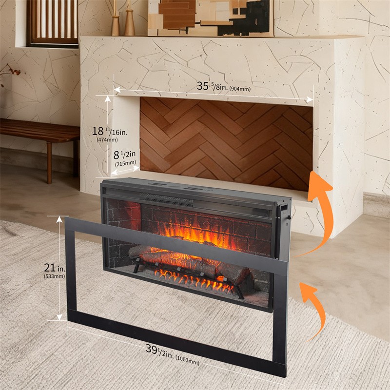 36" Insert Infrared Electric Fireplace with Removable Trim Kit and Touch Panel gallery
