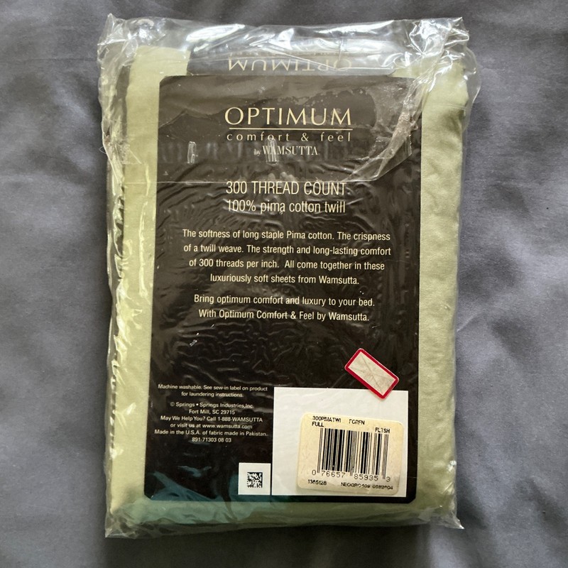 NEW Wamsutta Optimum Full Flat Sheet Soft Mint Green 100% Pima Cotton 300 TPI gallery