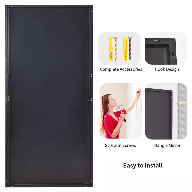 30 In. W X 71 In. H Rectangular Black Aluminum Alloy Framed Modern Oversized Wal gallery
