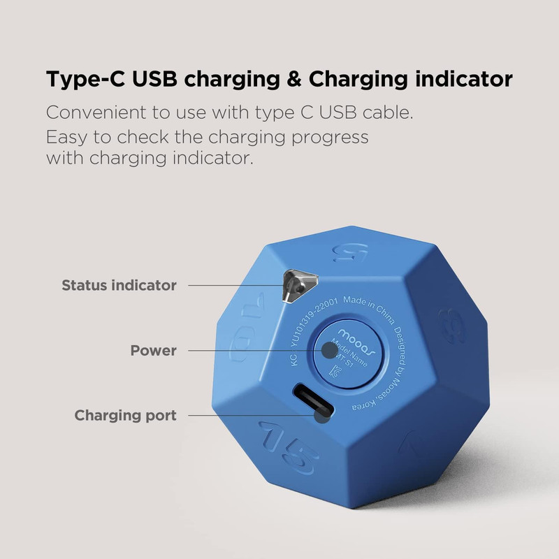 Dodecagon Time Ball Rechargeable Mini Timer (Blue), 11 Preset Times, Desk Produc gallery