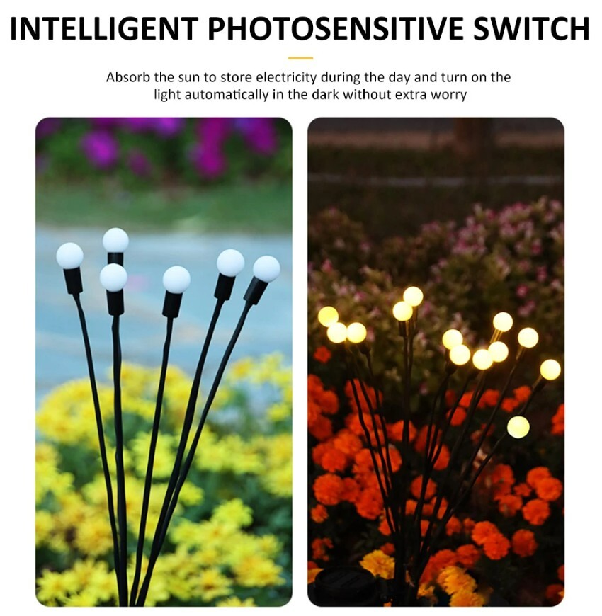 DONWELL LED Solar Firefly Waterproof Swaying Lamp Outdoor Landscape Garden Light gallery