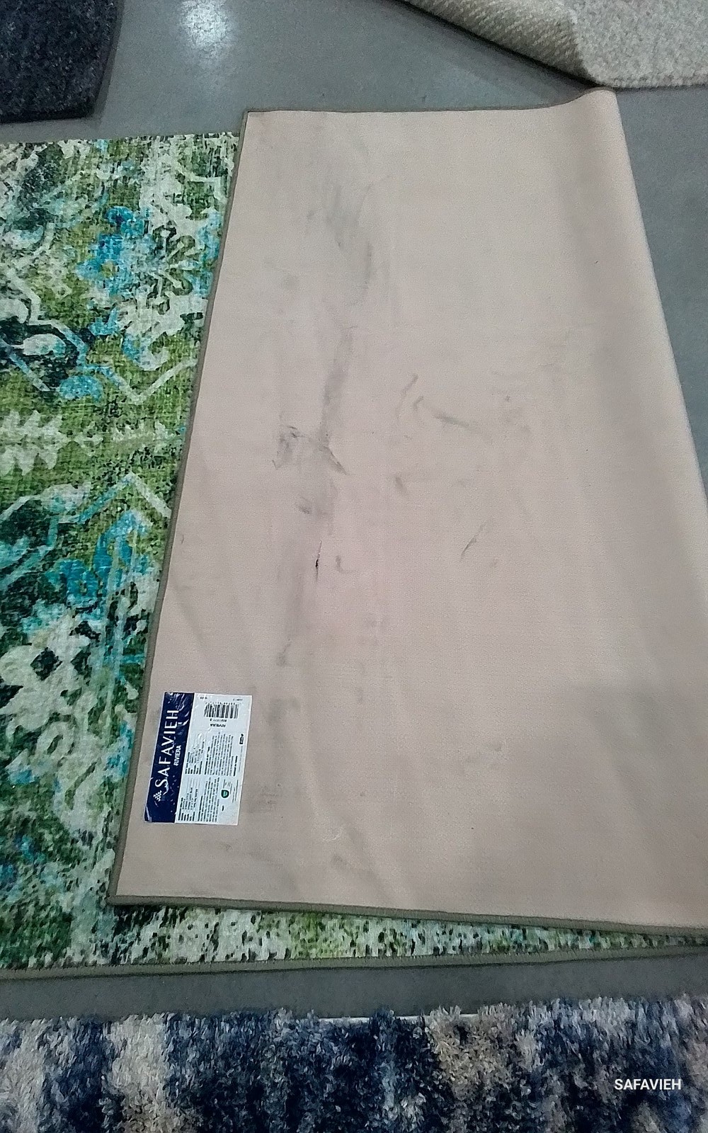 GREEN / LT BLUE 5'-5" x 7'-7" Back Stain Rug, Reduced Price 1172795568 RIV117Y-5 gallery