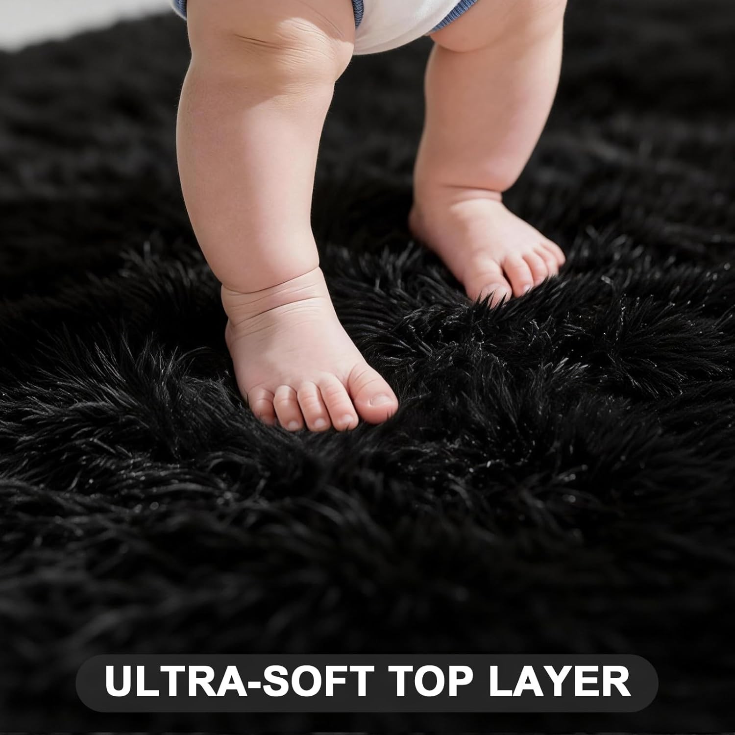 Large Shag Area Rug 5x7 Black, Ultra Soft Fluffy Modern Rugs for Living Room gallery
