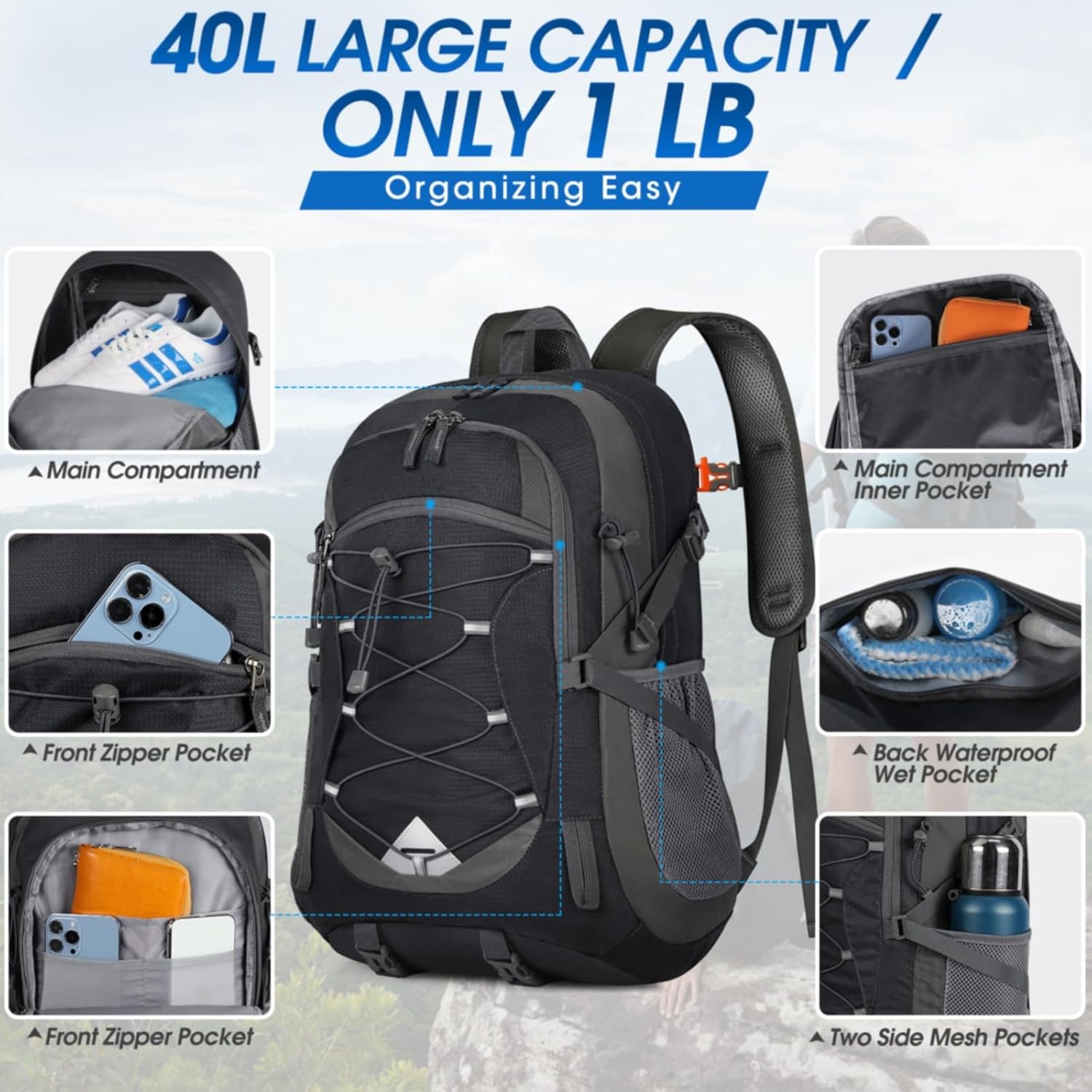 IGOLUMON Foldable Waterproof Daypack 40L 1 Pack 5