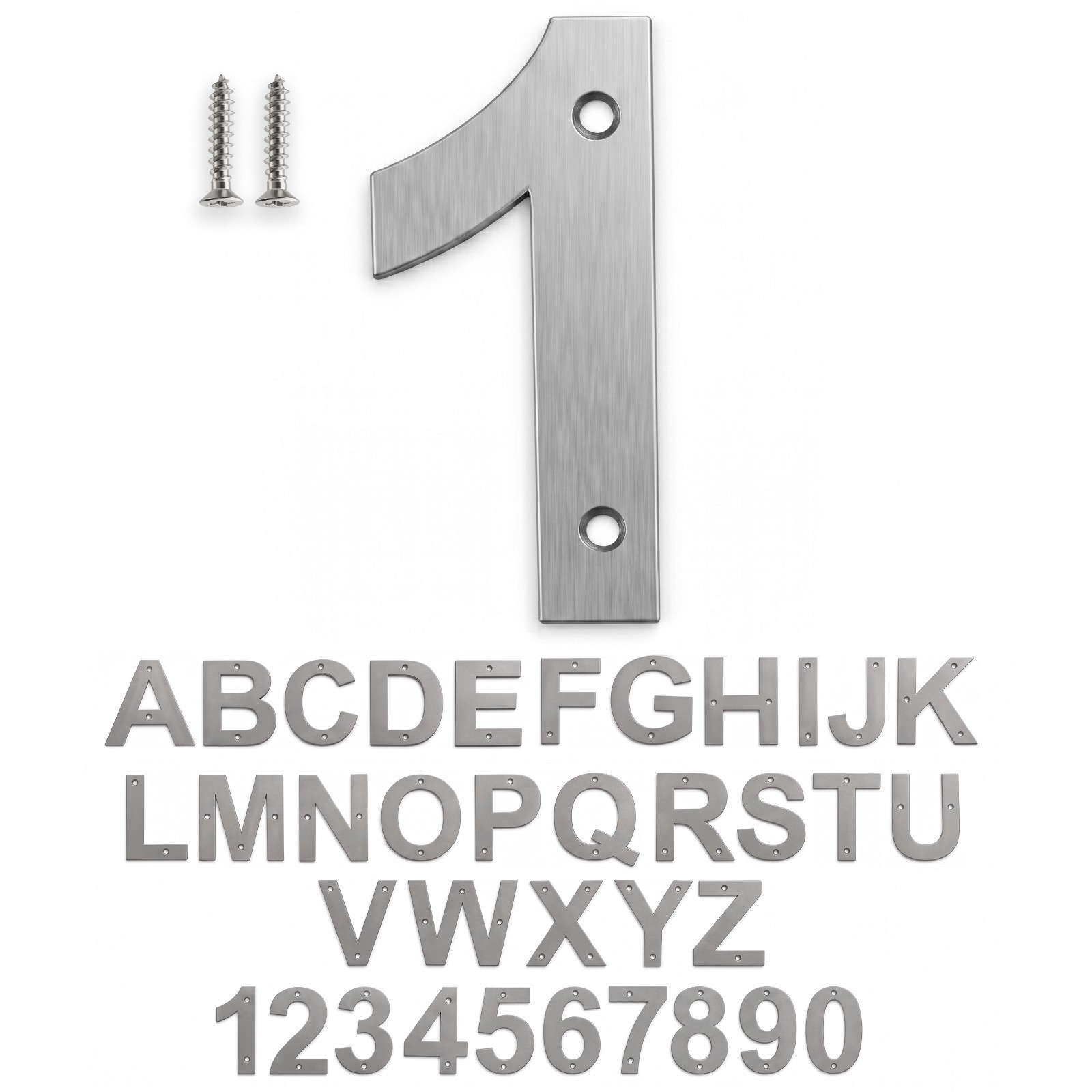 Address Numbers and Letters Brushed Stainless Steel 4 Inch For House, Apartments gallery