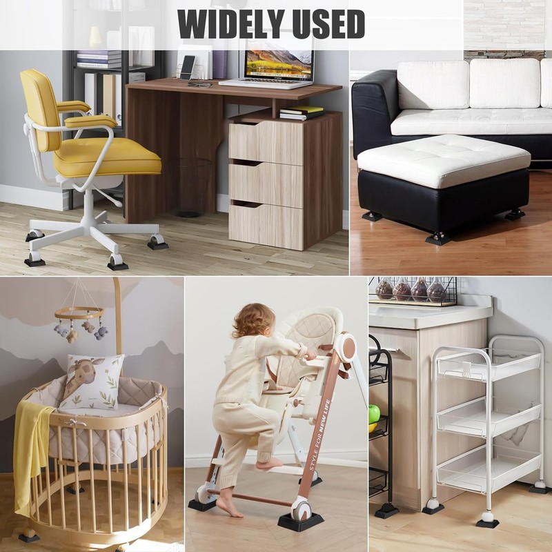 Bed Stoppers to Prevent Sliding - 8 Pack Furniture Wheel Stopper for Black gallery