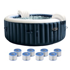Intex PureSpa Plus Inflatable Bubble Jet Hot Tub & Replacement Filters (8 Pack)