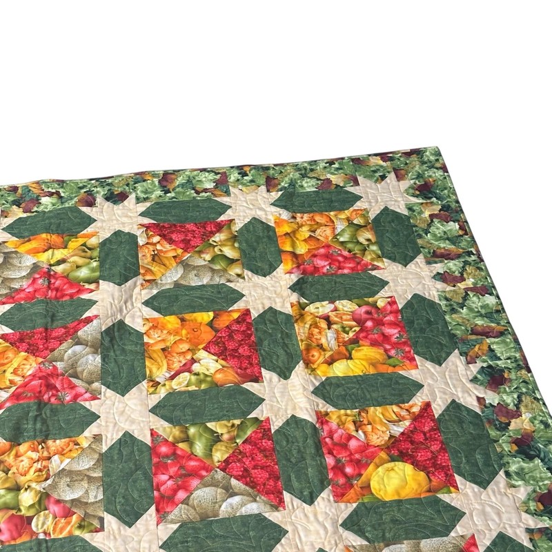 Handmade Patchwork Quilt Throw 2006 Fruit Salad Star Pattern Barbara Cheeseman gallery