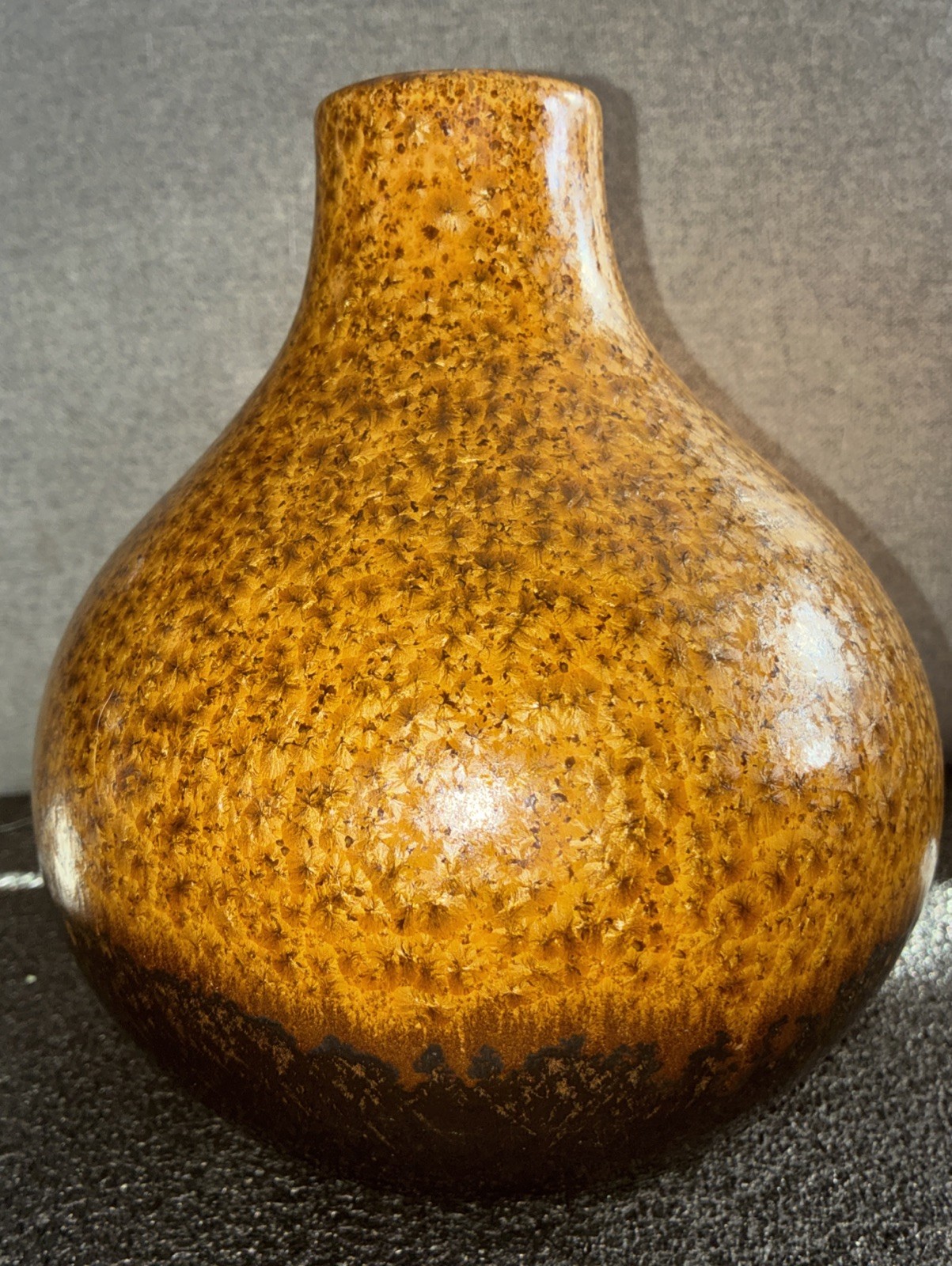 CRATE & BARREL Textured Ceramic 7”H Vase Brown Speckled Glaze Modern Decor gallery
