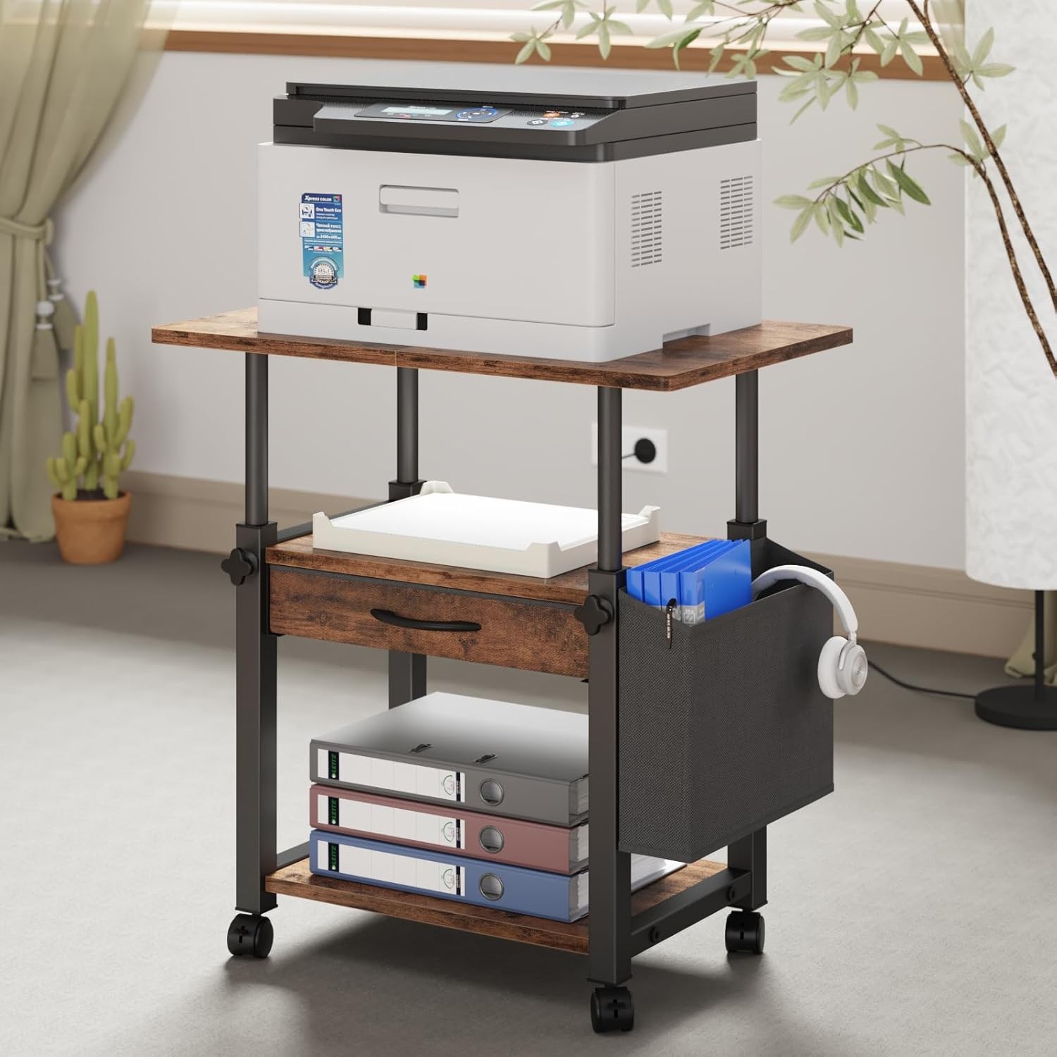 22"x15" Large Printer Stand with Drawer, 3-Tier Rolling Table Cart gallery