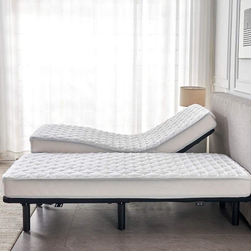 Waterproof Quilted Split King Mattress Protector Pad for Adjustable Bed Noise... gallery