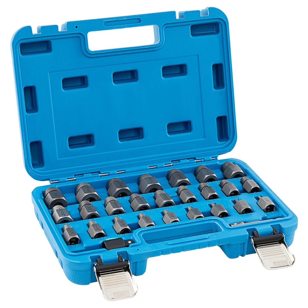 27 PCS Multi-Spline Screw Extractor Set with 3"/8” Drive Hex Head Bolt Remover