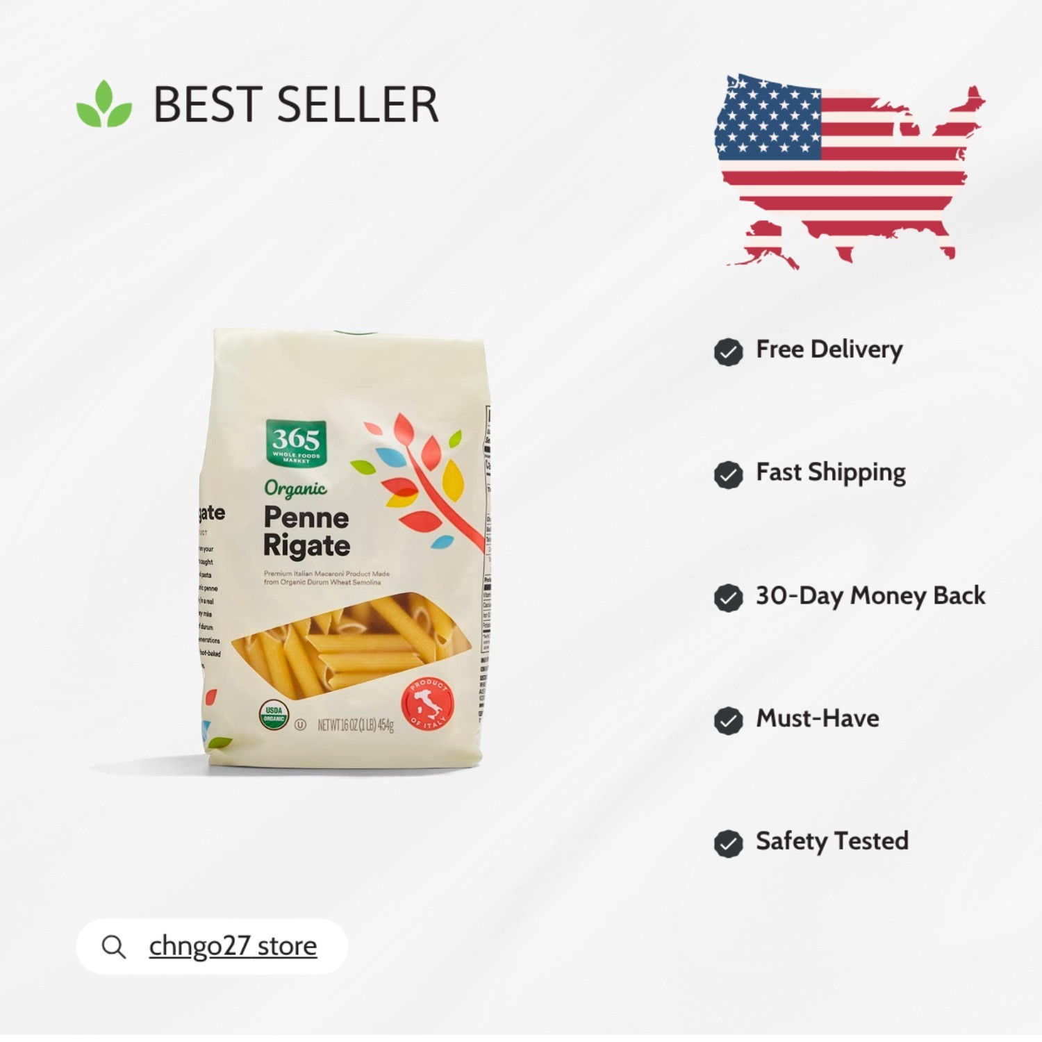 Organic Penne Rigate 16oz - Authentic Italian Pasta for Gourmet Meals gallery