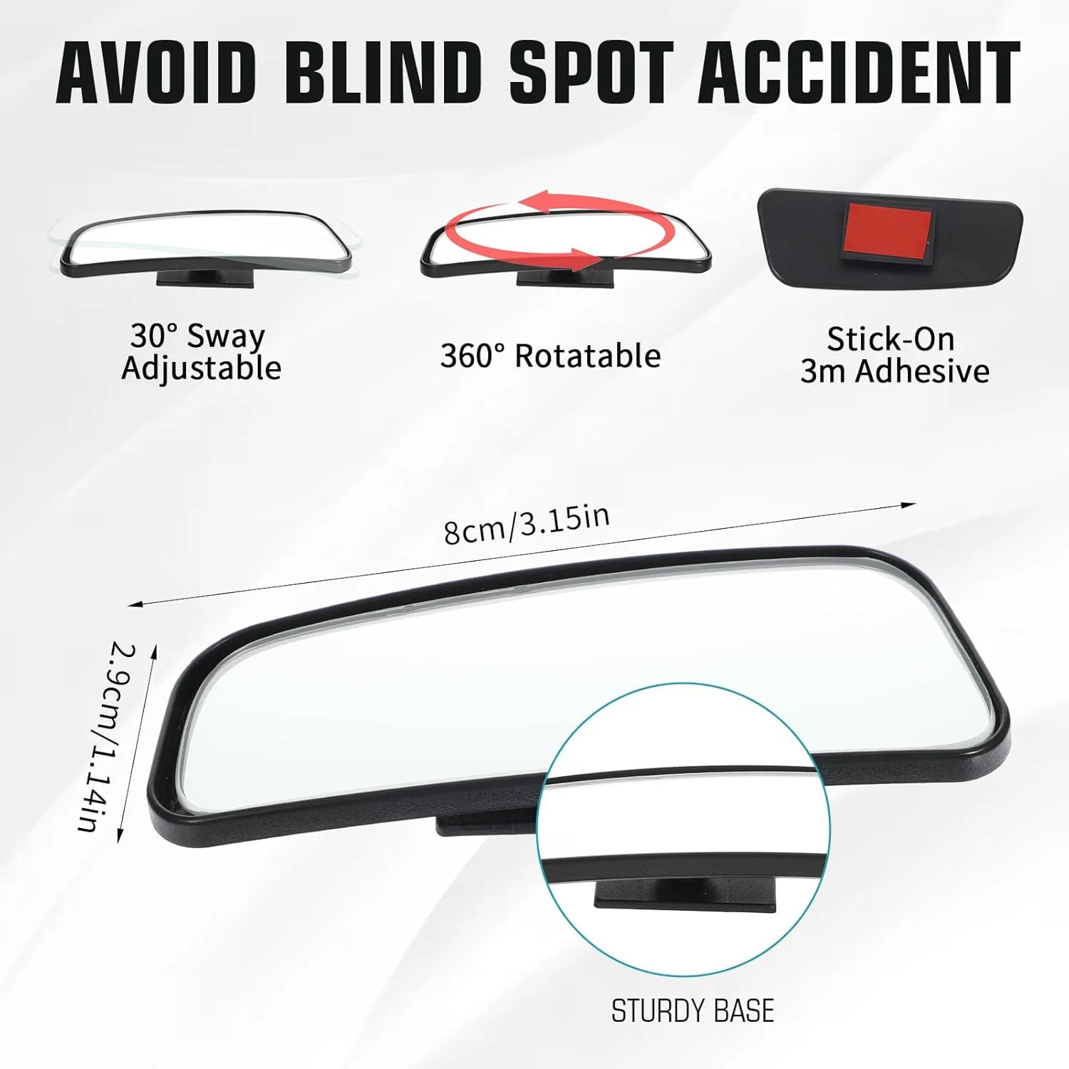 2PCS Blind Spot Mirror for Car Wide Angle Convex Rear View Mirror Kit gallery