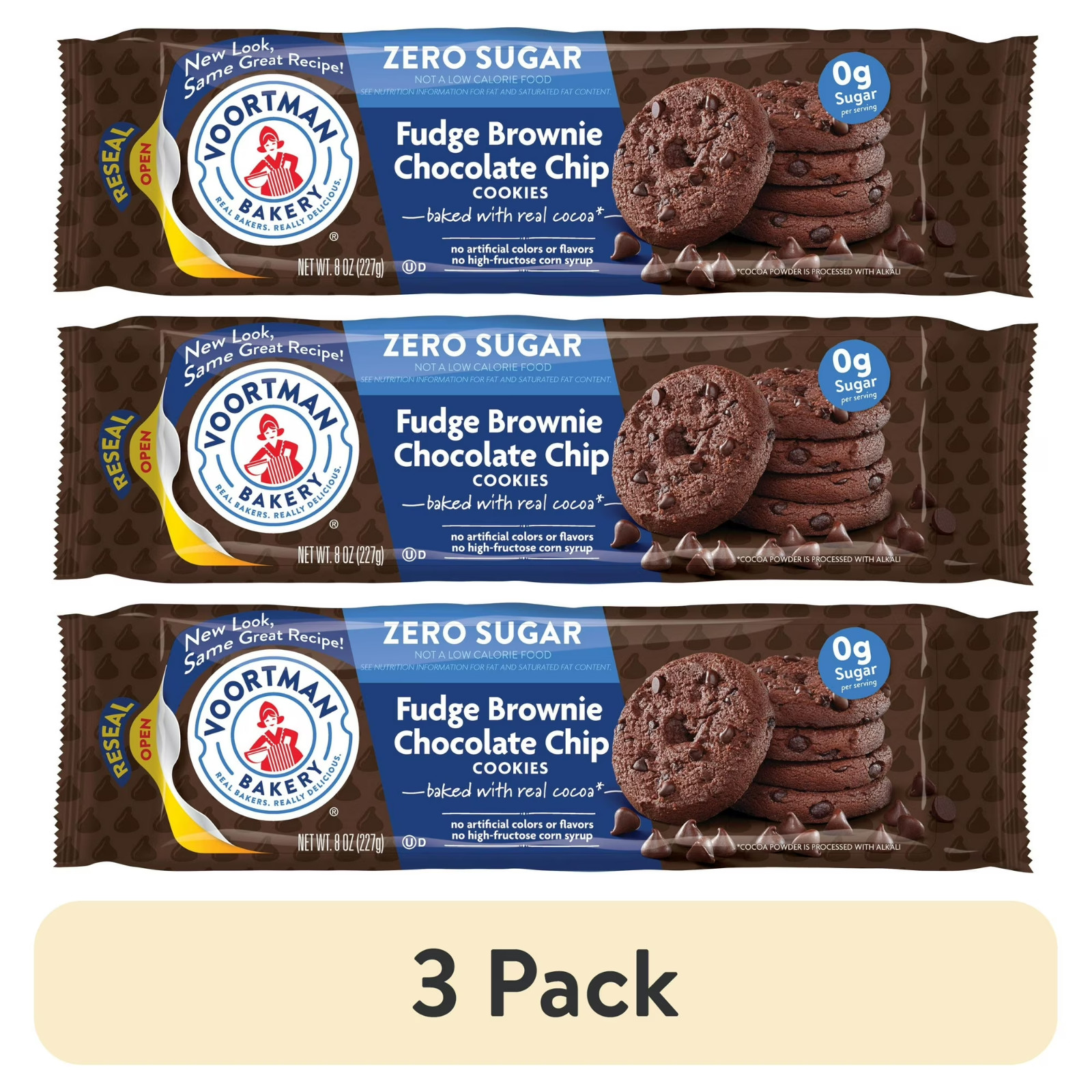 (3 pack) Bakery Zero Sugar Fudge Brownie Chocolate Chip Cookies 8 oz gallery