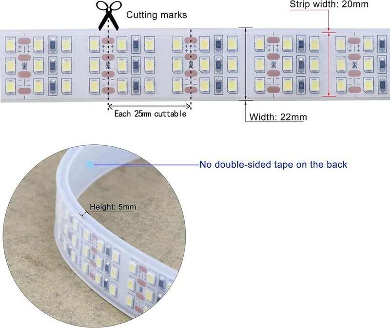 High Brightness SMD2835 Three Row 360Leds/m 12V 24V Waterproof Flexible Led Tape gallery