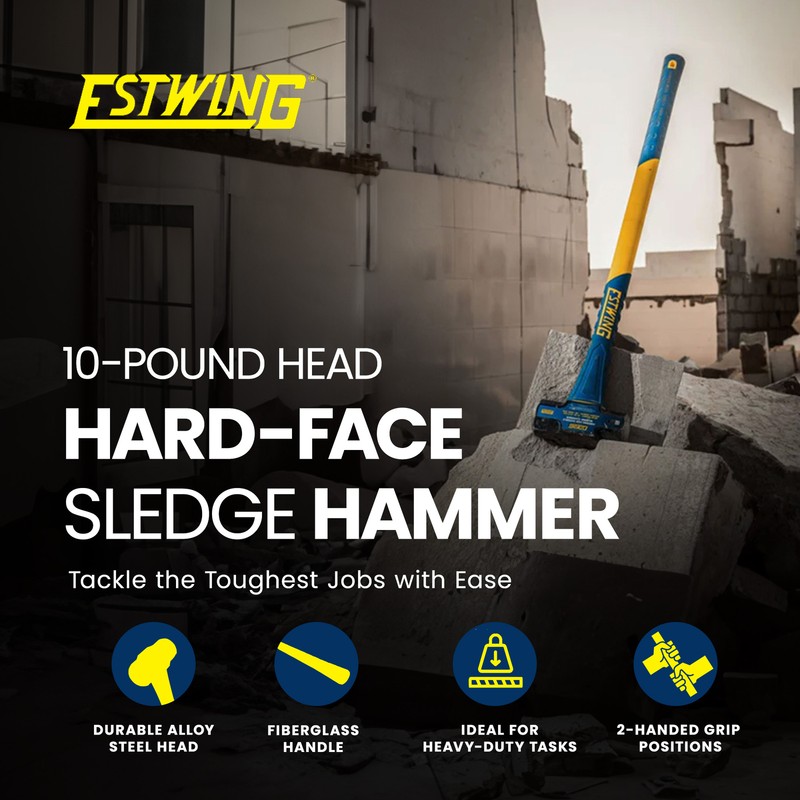 Estwing 10 Pound Head Hard Face Sledge Hammer with 36 Inch Fiberglass Handle gallery