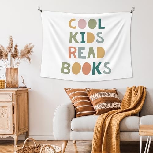 XLDLIOO Cool Kids Read Books Wall Tapestry, Boho Classroom Wall 40"L x 30"W kid gallery