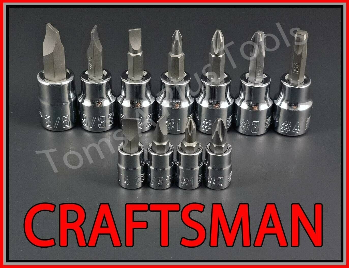 CRAFTSMAN 11pc 1/4 3/8 Phillips / flat blade screwdriver socket wrench bit set gallery