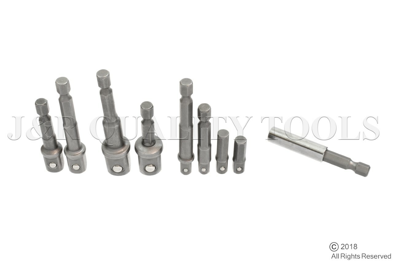 9 pc 6" & 3" Impact Grade Socket Adapter Set 1/4" 3/8" 1/2" Drive 1/4" Hex Shank gallery
