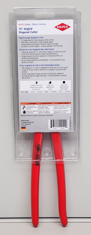 Knipex 10" High Leverage 12° Angled Diagonal Cutter 74 21 250 SBA, Germany, New gallery