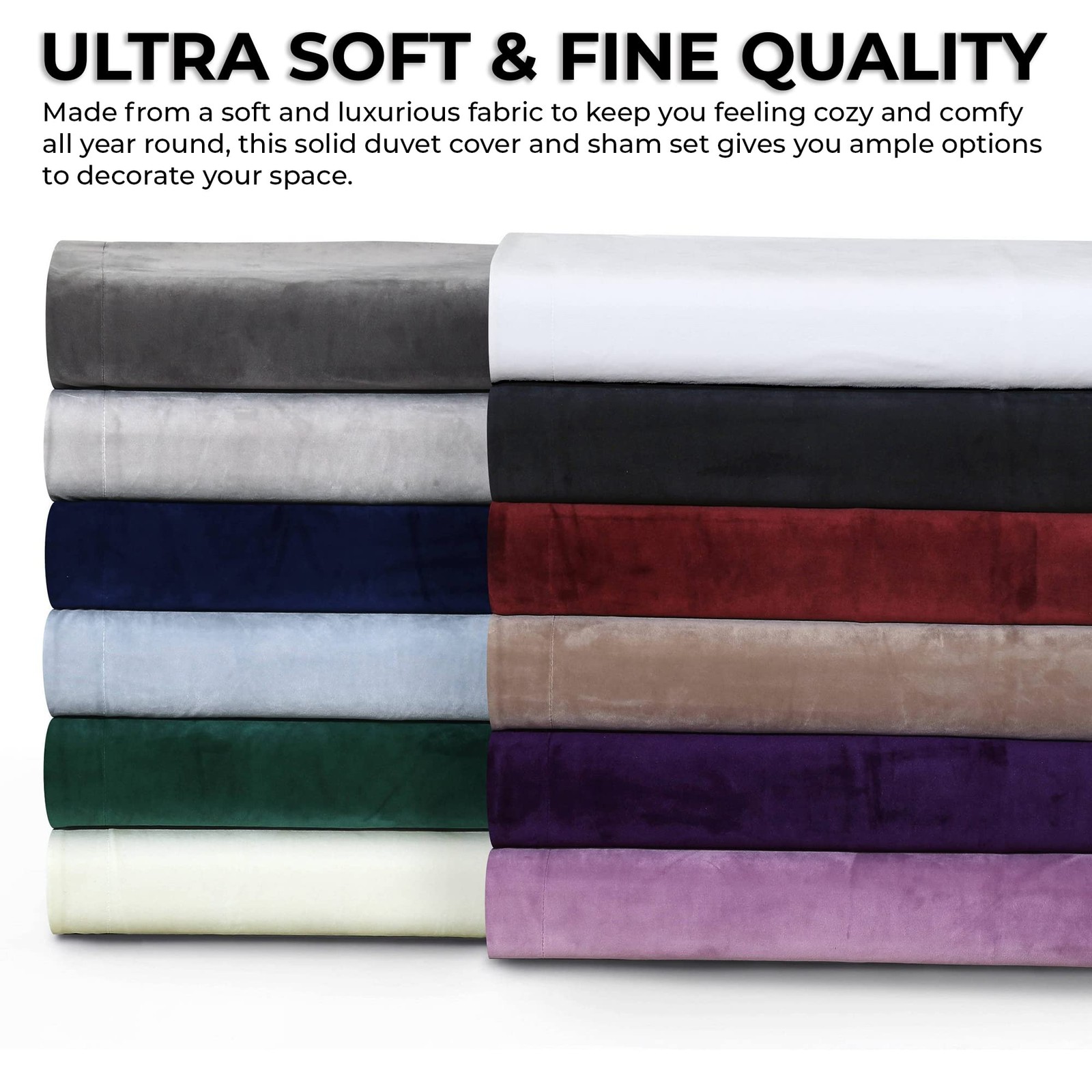 Velvet Duvet Cover Oversized 3 Piece Set with 2 Shams, 260-GSM King Navy Blue gallery
