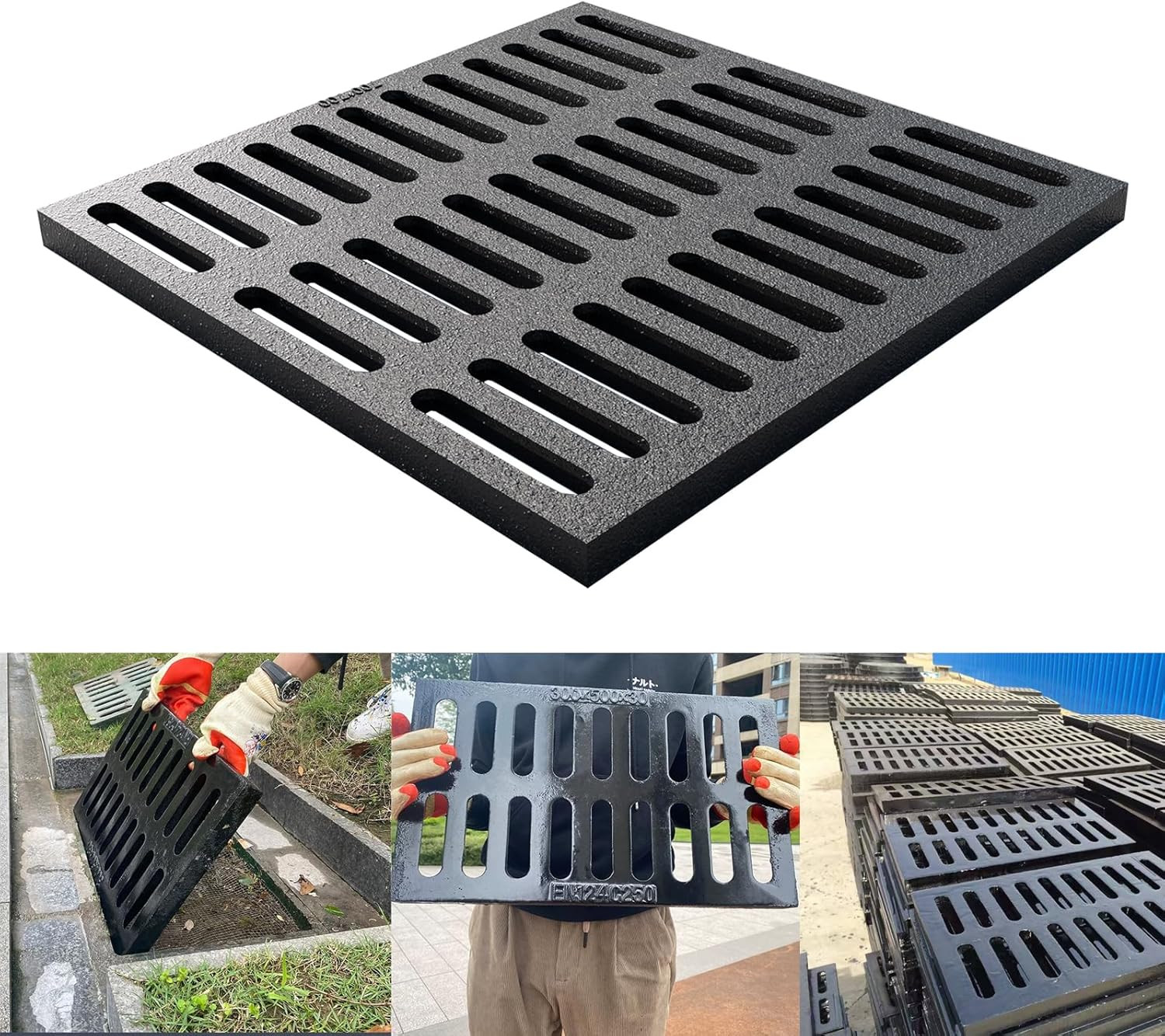 Cast Iron Drain Grate, 24 * 24In Heavy Duty Outdoor Drain Cover, B125 Class Chan gallery