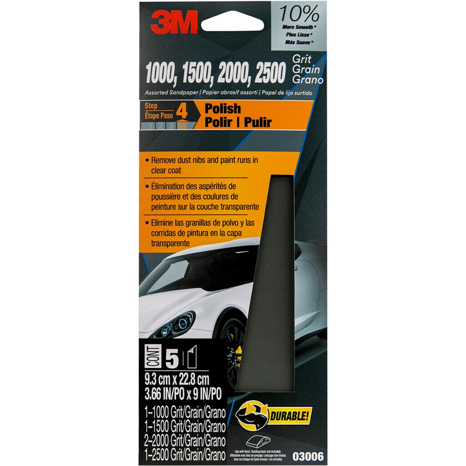 3M Wetordry Sandpaper, 03006, Assorted Grits (1000, 3 2/3 in x 9 in, gallery