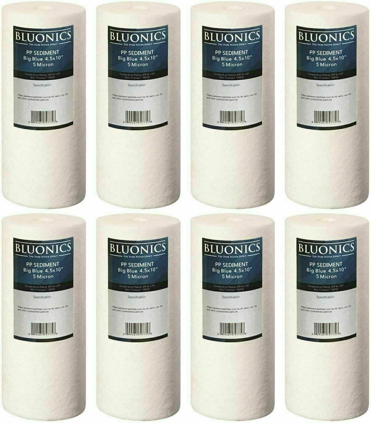 Bluonics 4.5" x 10" Sediment Water Filters (5 Micron) 8 Whole House Cardridges gallery