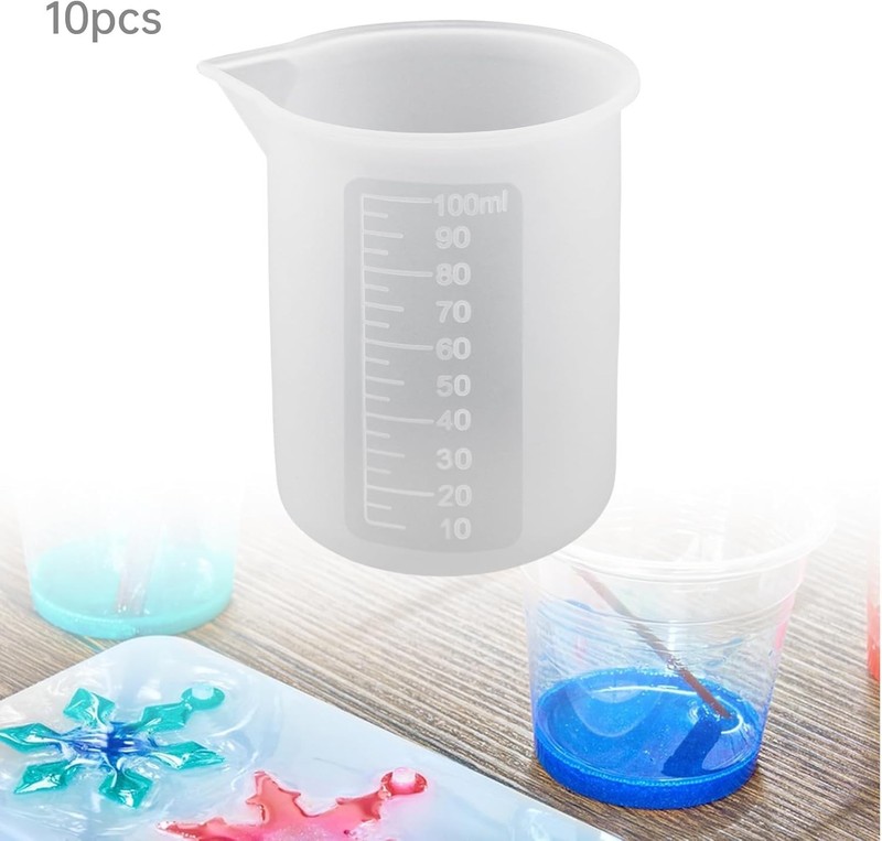 10 PCS 100Ml Silicone Measuring Cups for Resin Non-Stick Mixing Cups Glue Tools, gallery