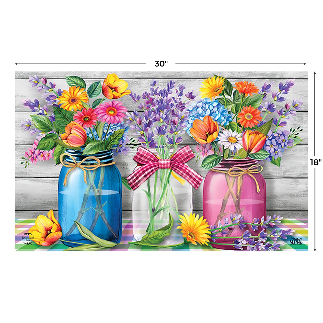 Briarwood Lane Spring Floral Jars Rustic Doormat 30x18 gallery