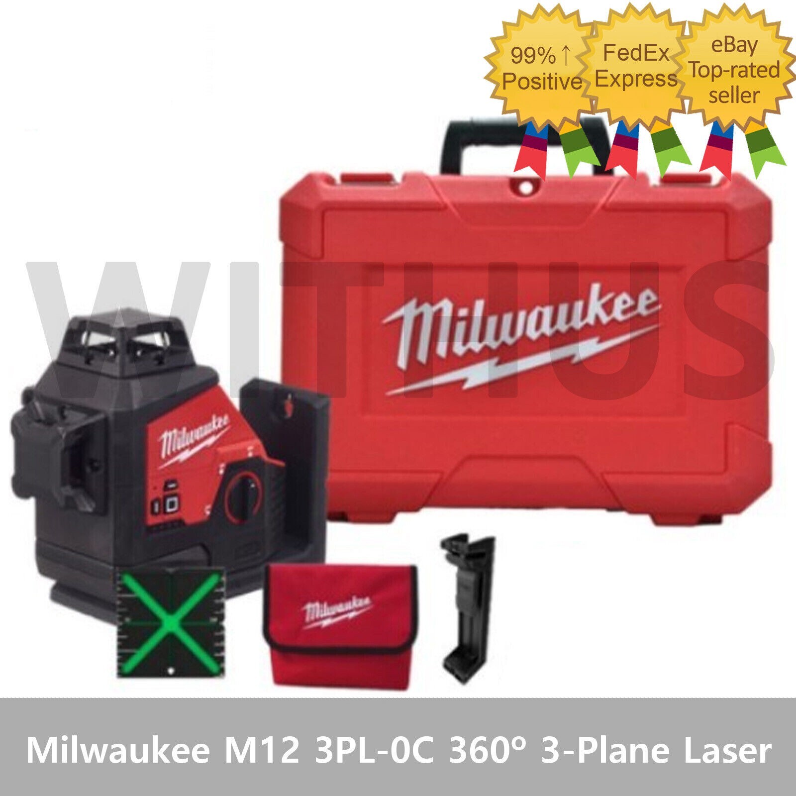 Milwaukee M12 3PL-0C Green 360º 3 Line Plane Laser with Case - Bare Tool gallery