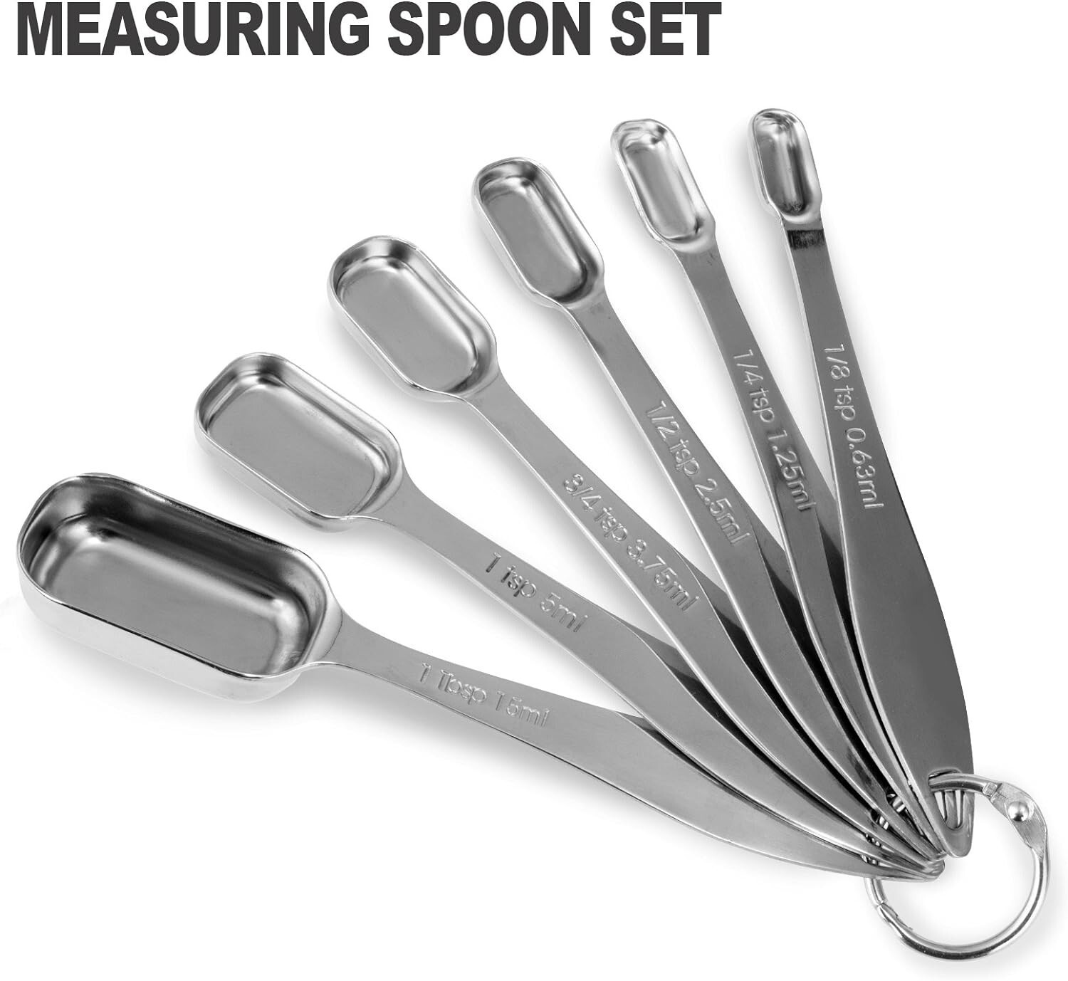 13-piece Measuring Cups and Spoons Set, 18/8 Stainless Steel Heavy Duty - Silver gallery