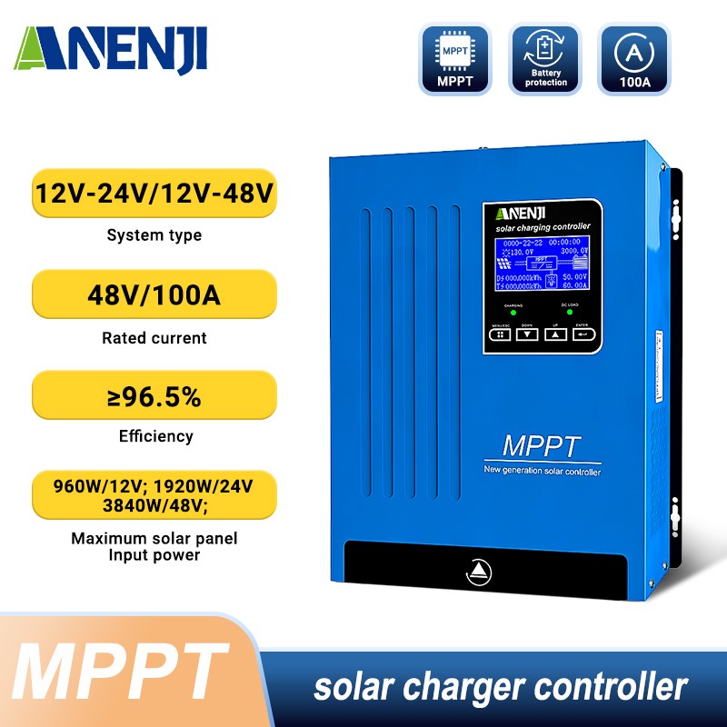 MPPT 100A Solar Charge Controller For 12V 24V 36V 48V DC Battery LCD Regulator gallery