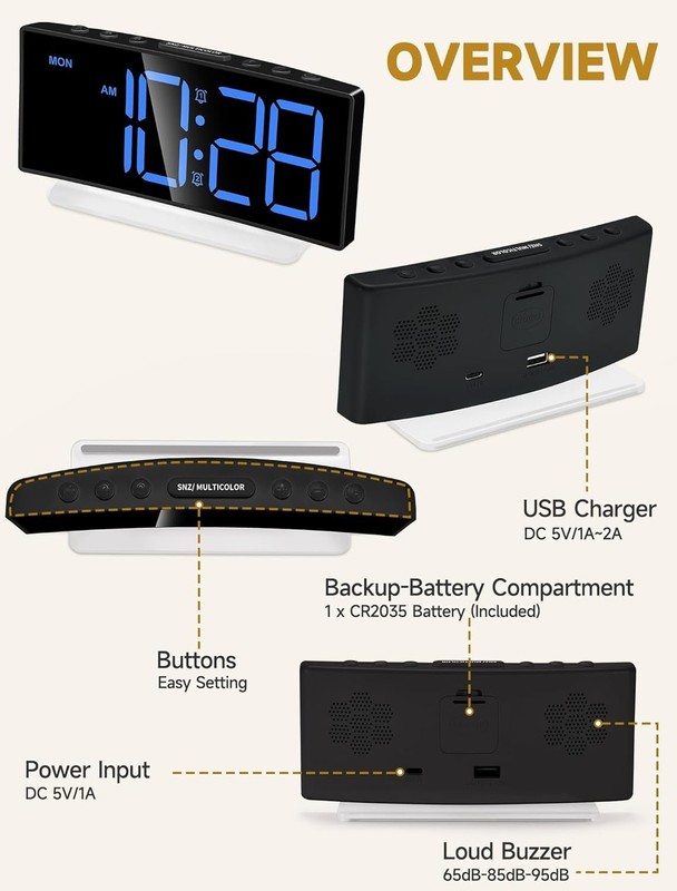 Extra Loud Alarm Clock for Heavy Sleepers Adults,Teens,Kids,Rainbow Clock for... gallery