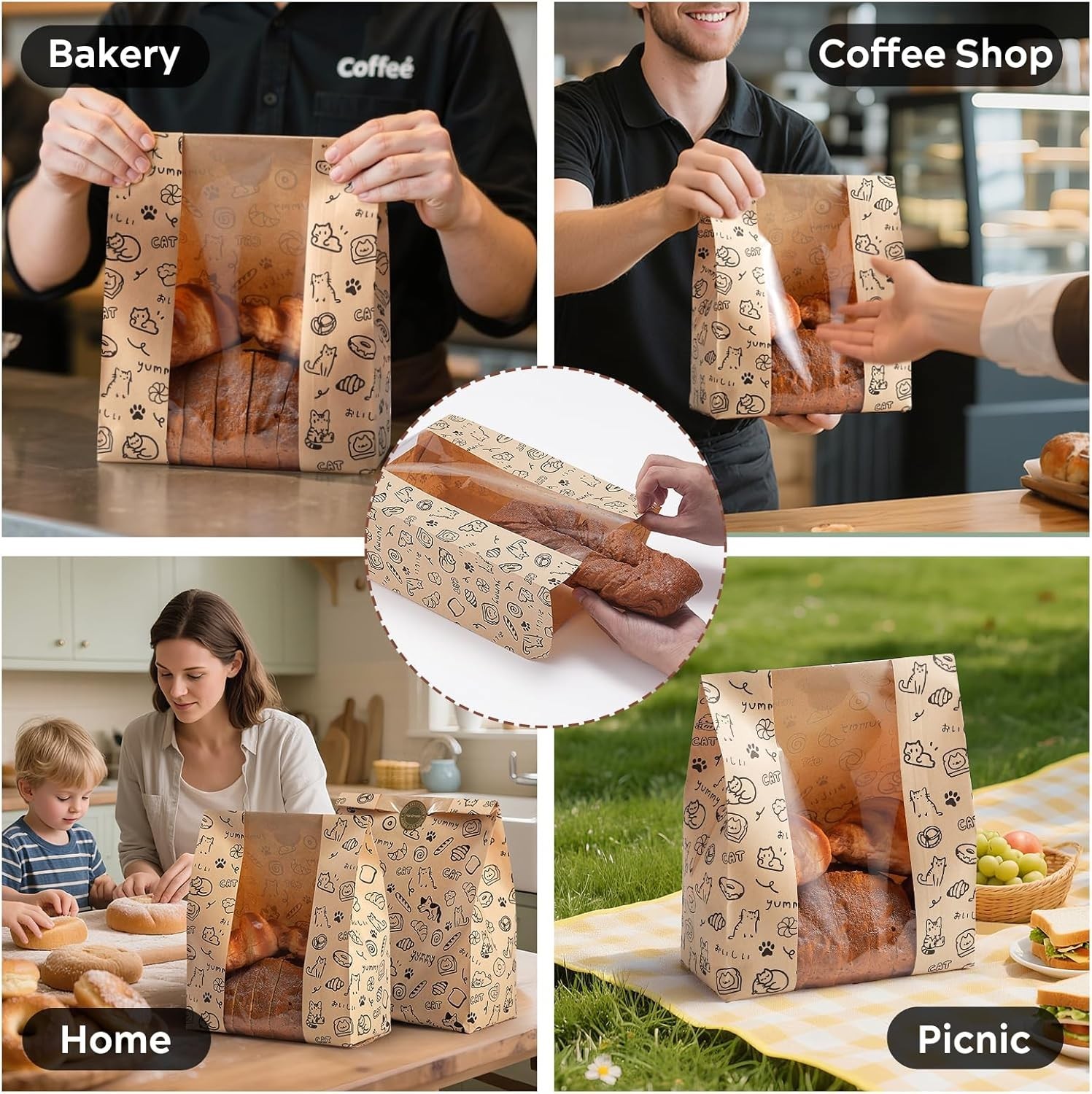 24PCS Paper Bread Bags for Homemade Bread and Sourdough, Clear Window Bakery Bag gallery
