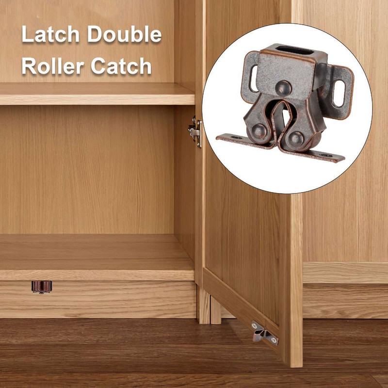4/8/12pack Double Roller Catch Cupboard Cabinet Door Closet Latch Brown/Silver gallery
