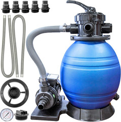 HYDROTOOLS Complete Sand Filter System, 12″ Tank – for Above-Ground Pools up to